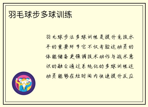 羽毛球步多球训练